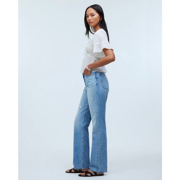 Madewell The 90s Straight Light Wash Jeans Distressed Hem Streetwear Size 24 NWT - Picture 5 of 13